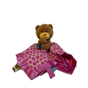 Taggies Bear Floral Satin Floral Flowers Brown Pink Baby Lovey Security Blanket